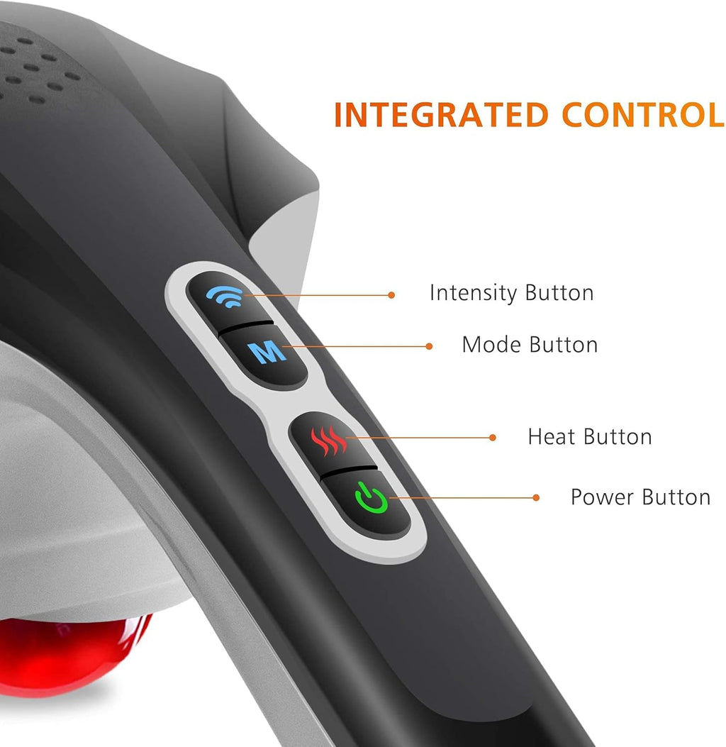 Cordless Handheld Back Massager with Heat, Deep Tissue Percussion Massager