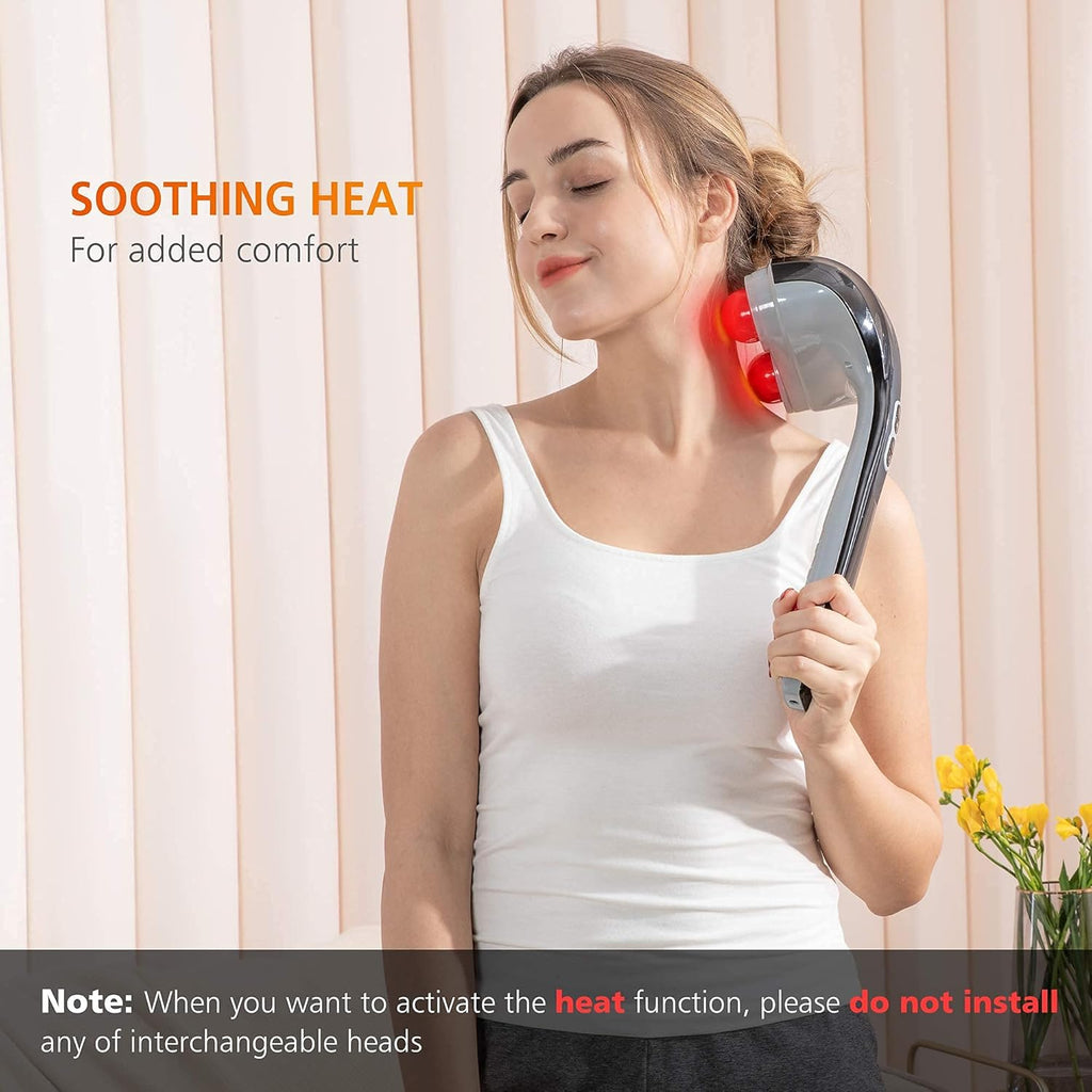 Cordless Handheld Back Massager with Heat, Deep Tissue Percussion Massager