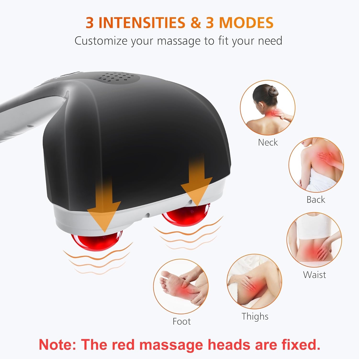 Cordless Handheld Back Massager with Heat, Deep Tissue Percussion Massager