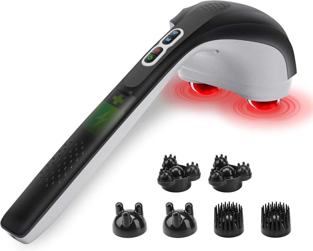 Cordless Handheld Back Massager with Heat, Deep Tissue Percussion Massager